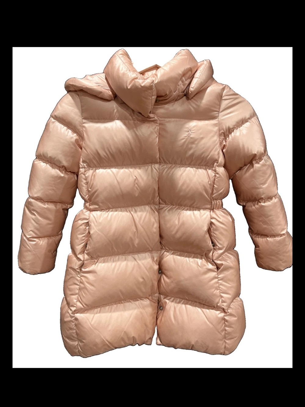 Polo Ralph Lauren Kids Girl's Pink Celia Metallic Nylon Down Puffer Coat Size 6X
